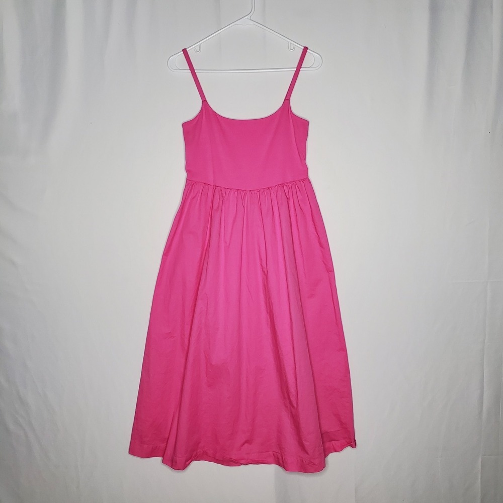 Old Navy Neon Pink Empire Midi Sun Dress Medium Sleeveless Knit Woven